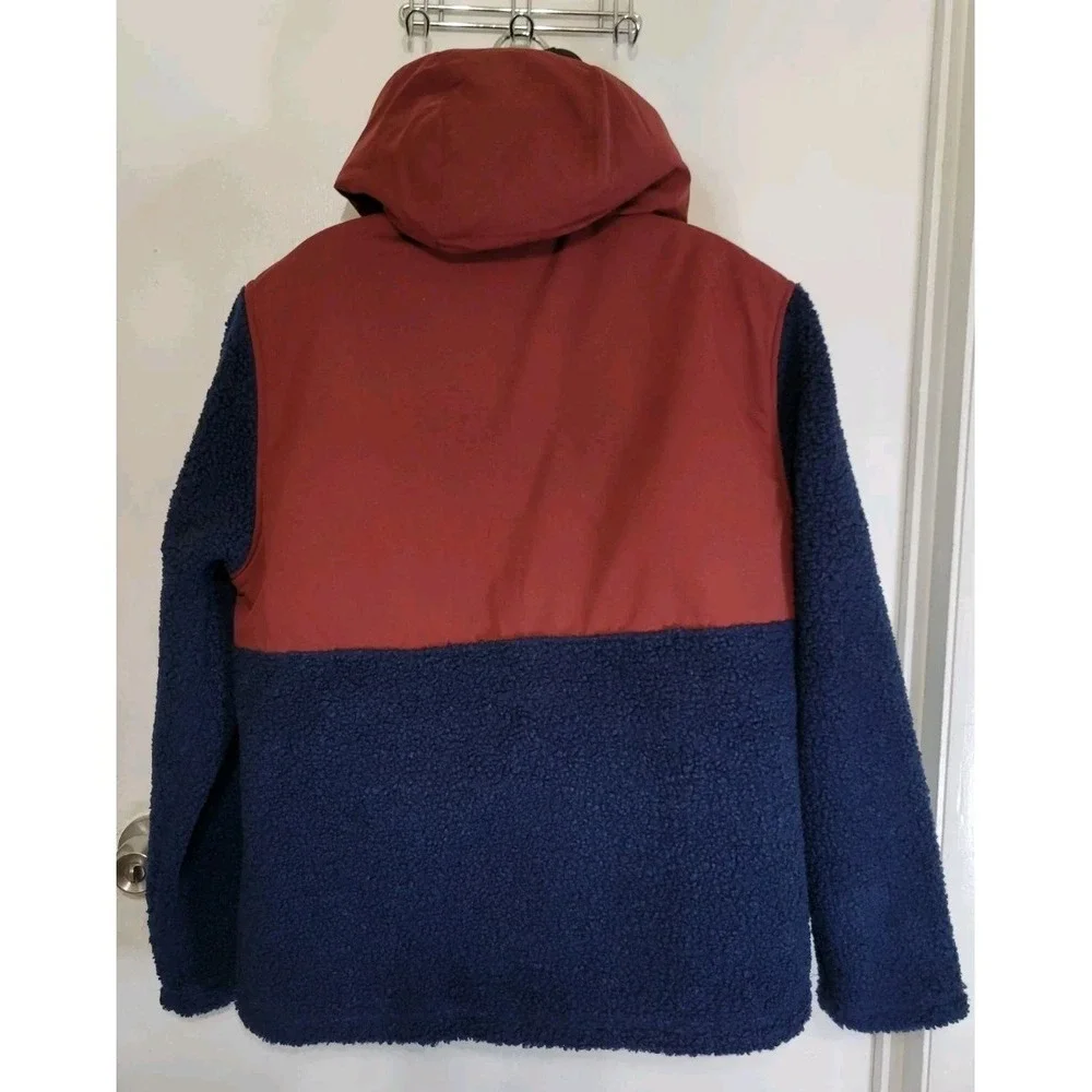 Hurley Sherpa‎ Fleece Hoodie Men's M Blue Red Half Zip Pullover Jacket Shacket